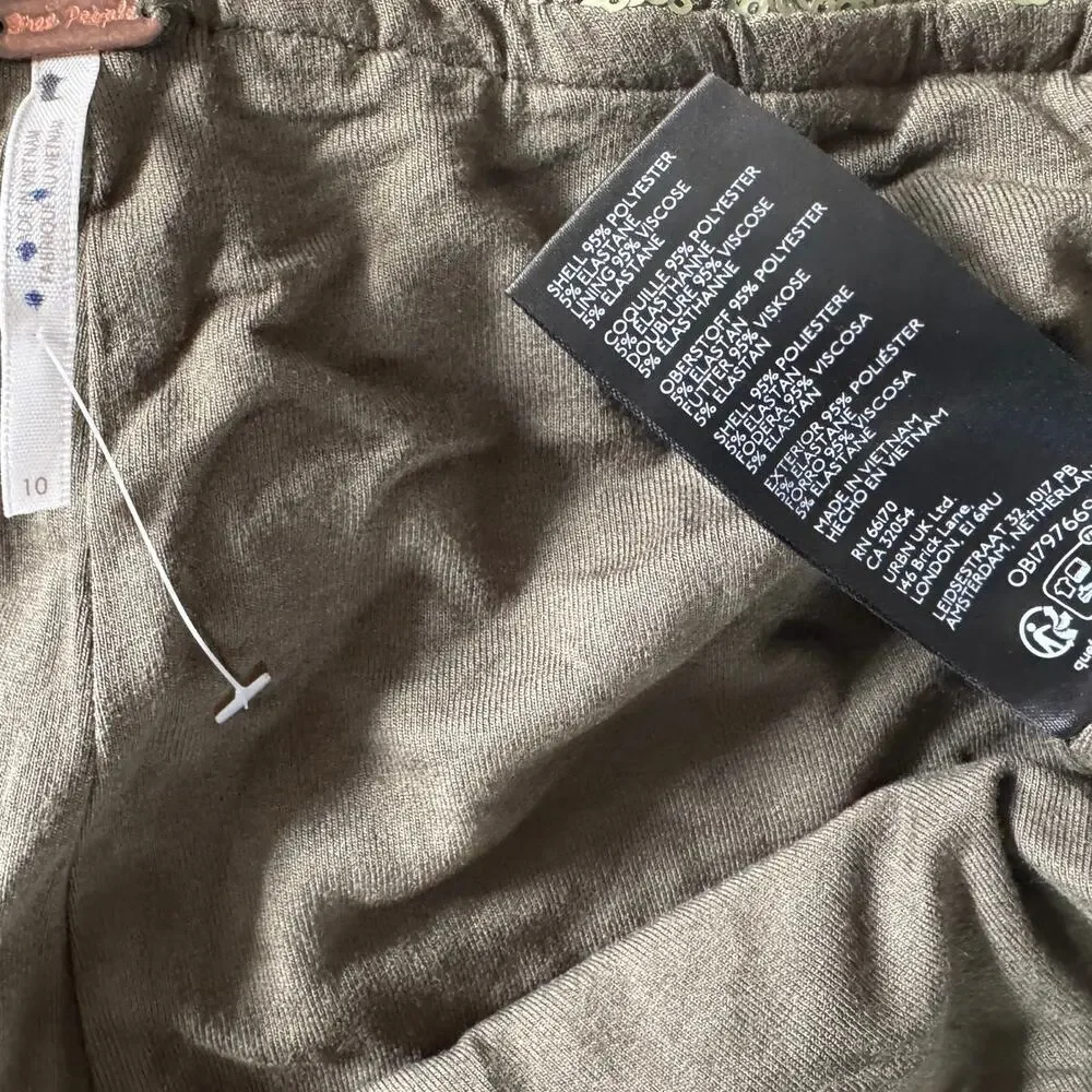 FREE PEOPLE Wilder Days Sequined Flared Pants in Olive Size 10 New MSRP $198